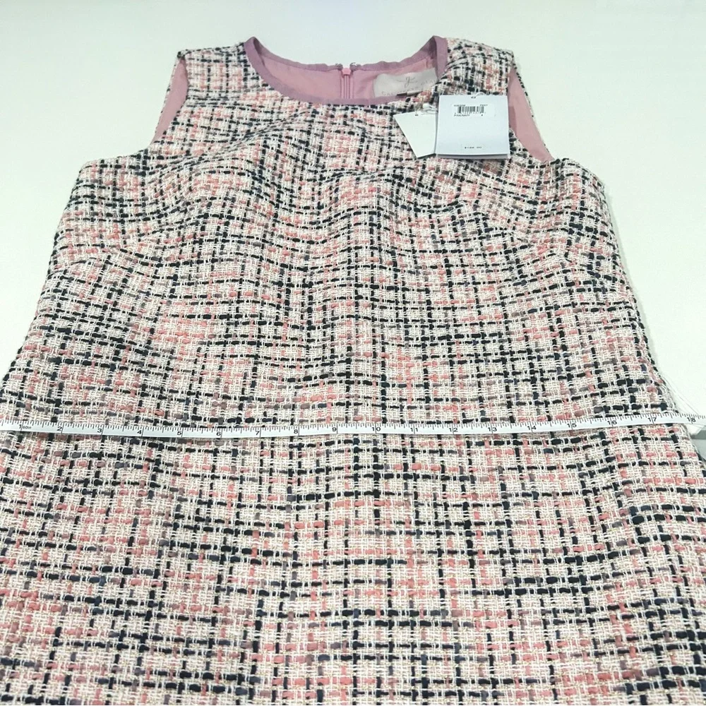 Gal Meets Glam Annika Tweed Dress Pink Boucle Peplum Hem Size 4 NWT - Picture 9 of 14